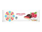 Raspberry jaffa cakes in a white package with folk art design and nutritional information.