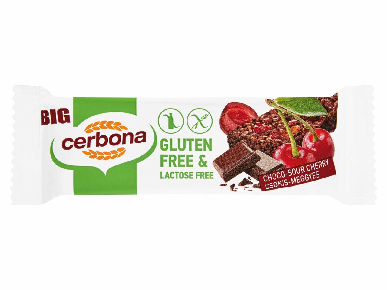 Cerbona szelet: csokoládé és cseresznye, glutén- és laktózmentes.