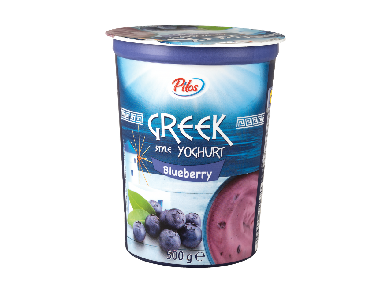 Un borcan de iaurt grecesc cu afine Pilos de 500g.