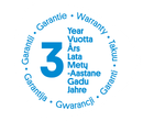 Pitser tekstiga '3-aastane garantii' erinevates keeltes.