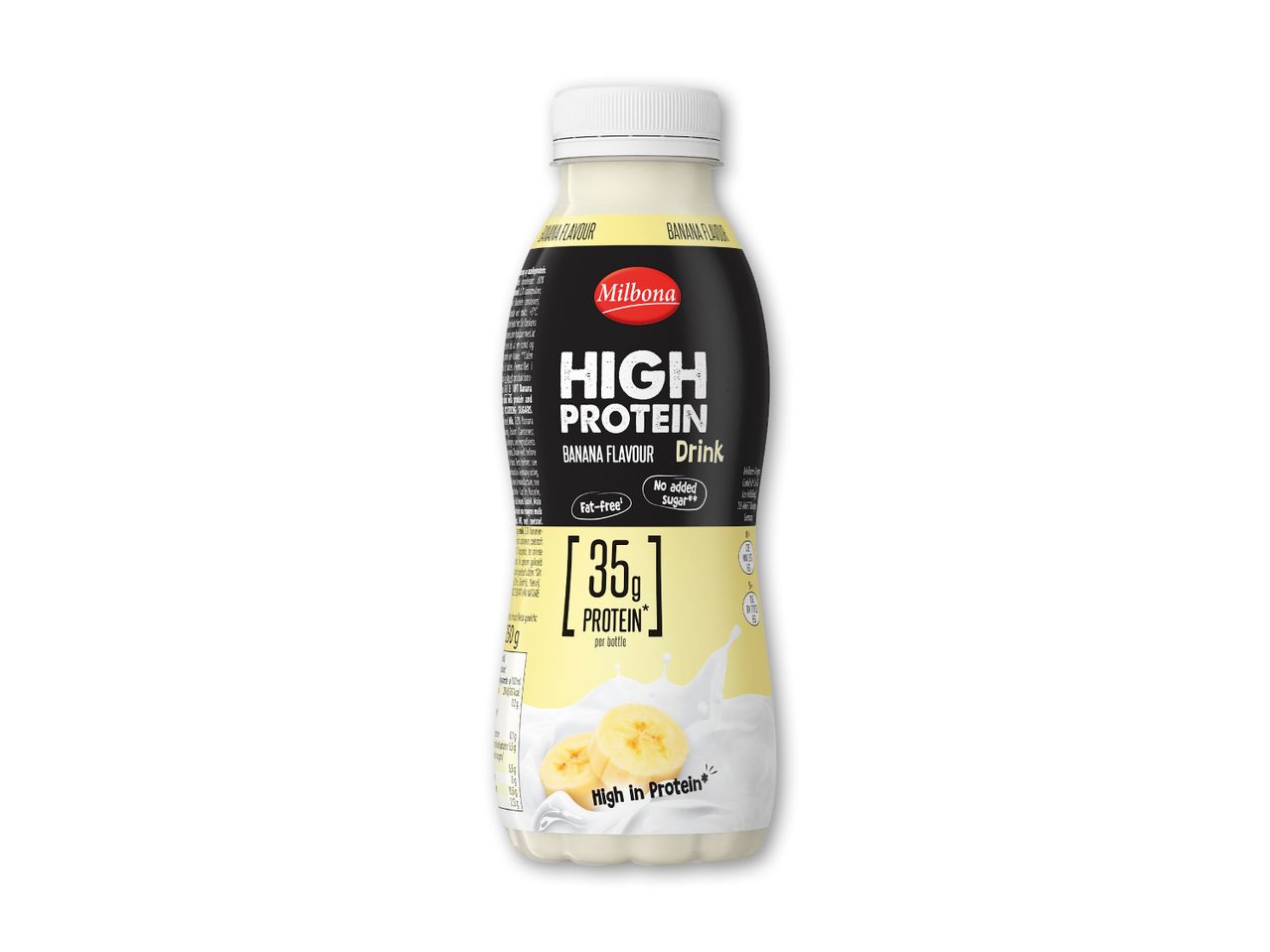 Banan protein drik med 35g protein, fedtfri og uden tilsat sukker.