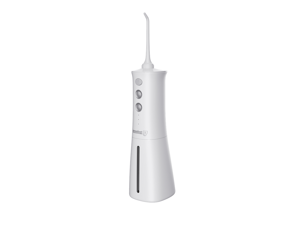 Hydropulseur dentaire blanc avec buse et panneau de commande