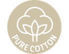 Pure Cotton seal with a cotton plant icon.