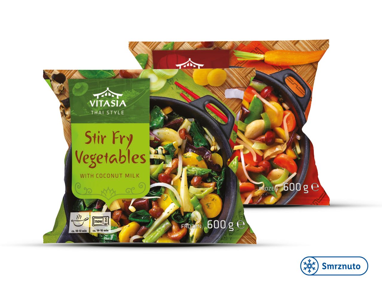 Zamrznuto povrće VitaAsia Thai Style za prženje s kokosovim mlijekom (600g).