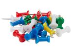 A pile of colorful plastic push pins.