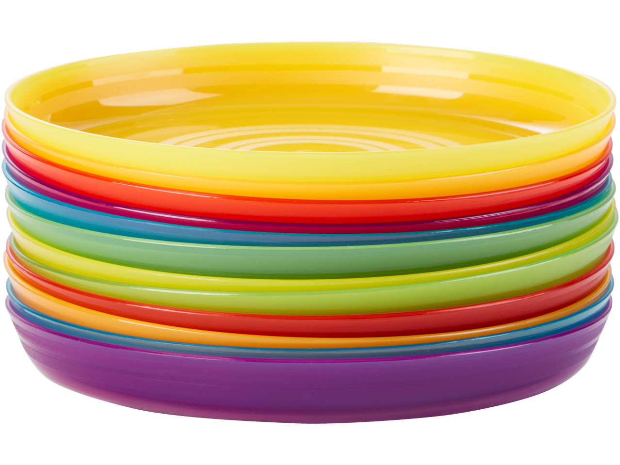 Virna värvilisi plastikust taldrikuid.