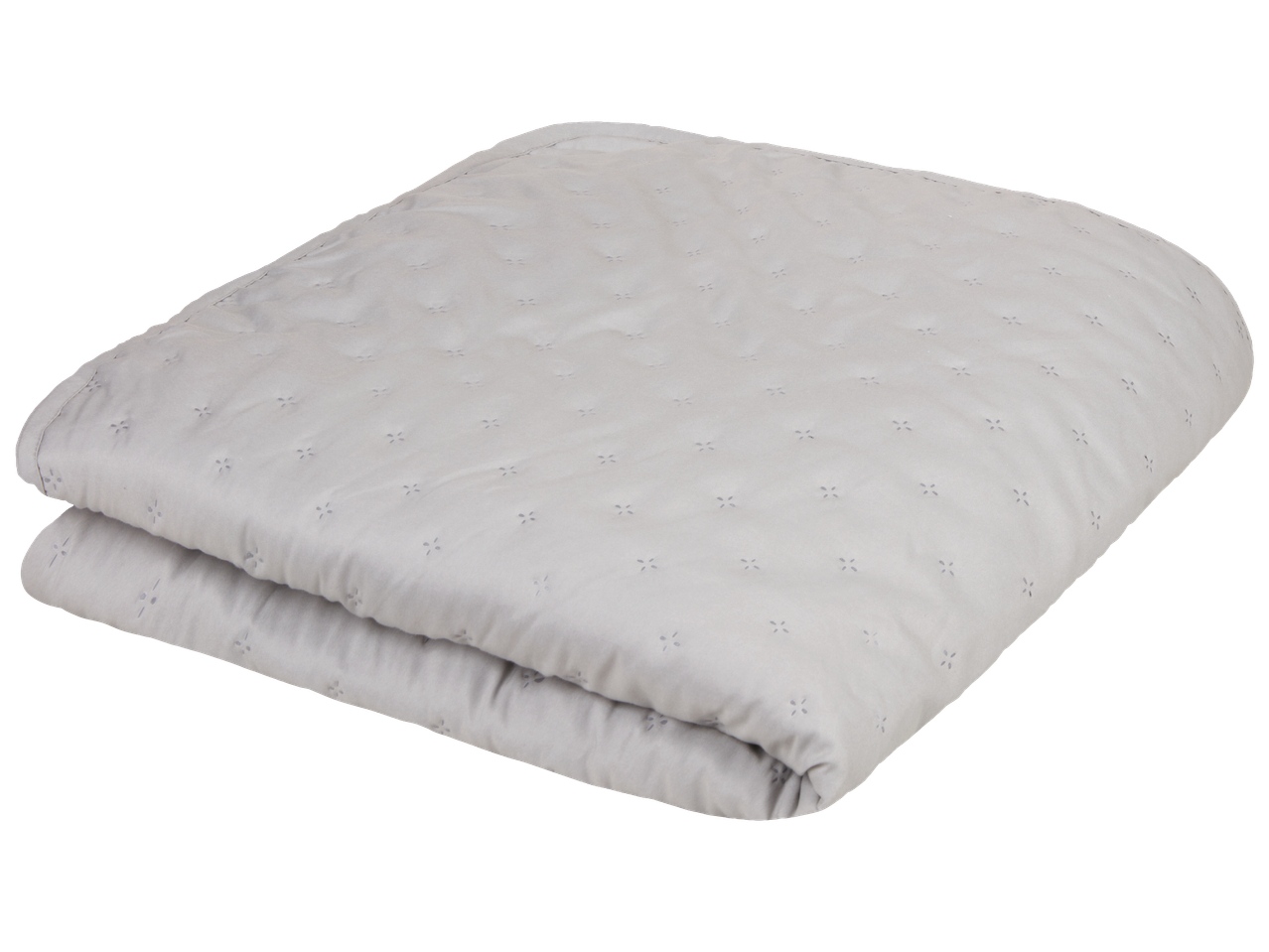 Светлосива завивка с малки, повтарящи се шарки, сгъната на две