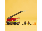 Brick fire rescue set, including a fire truck, two firefighter minifigures, and accessories.