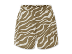 Beige Shorts mit Zebrastreifenmuster.