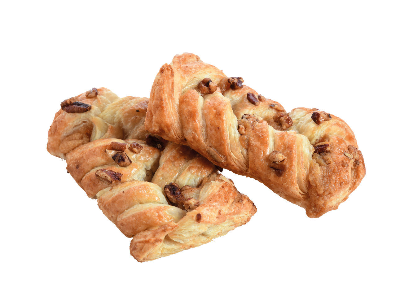 Dois pastéis de pecan com massa folhada.