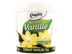 Grand pot de yaourt à la vanille, sans conservateur, format familial de 1 kg.