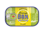 Lata de atum Bom Petisco em azeite, com rótulo verde e amarelo.