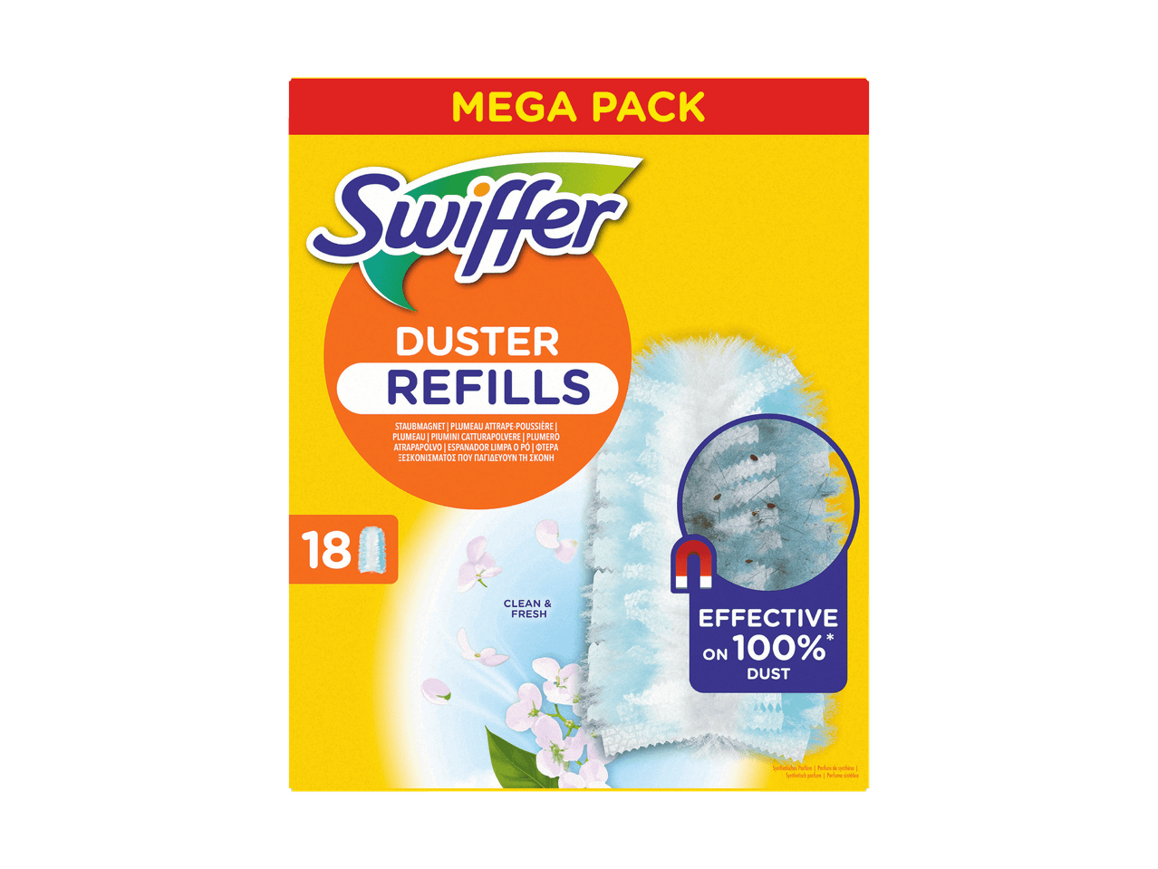 Swiffer Duster Nachfüllpackung, 18 Stück, 100% effektiv gegen Staub.