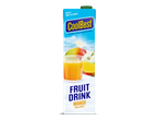 Fruitdrank met mango en appel, met een vleugje zuivel, in een kartonnen verpakking.