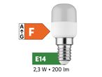 LED žarnica E14 z energijsko nalepko F, 2,3 W, 200 lm.