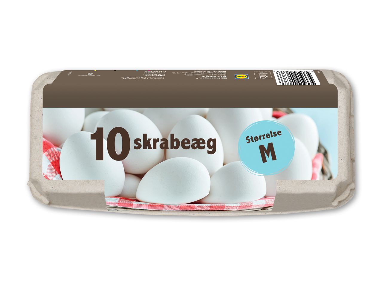 En æggebakke med 10 skrabeæg i størrelse M.