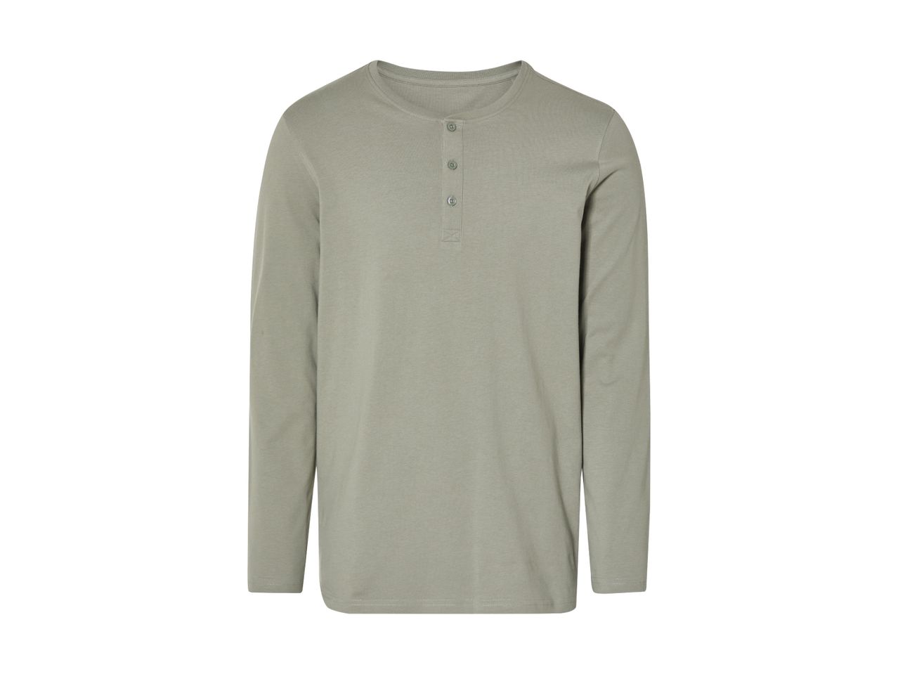 Grøn langærmet Henley-skjorte med knapper