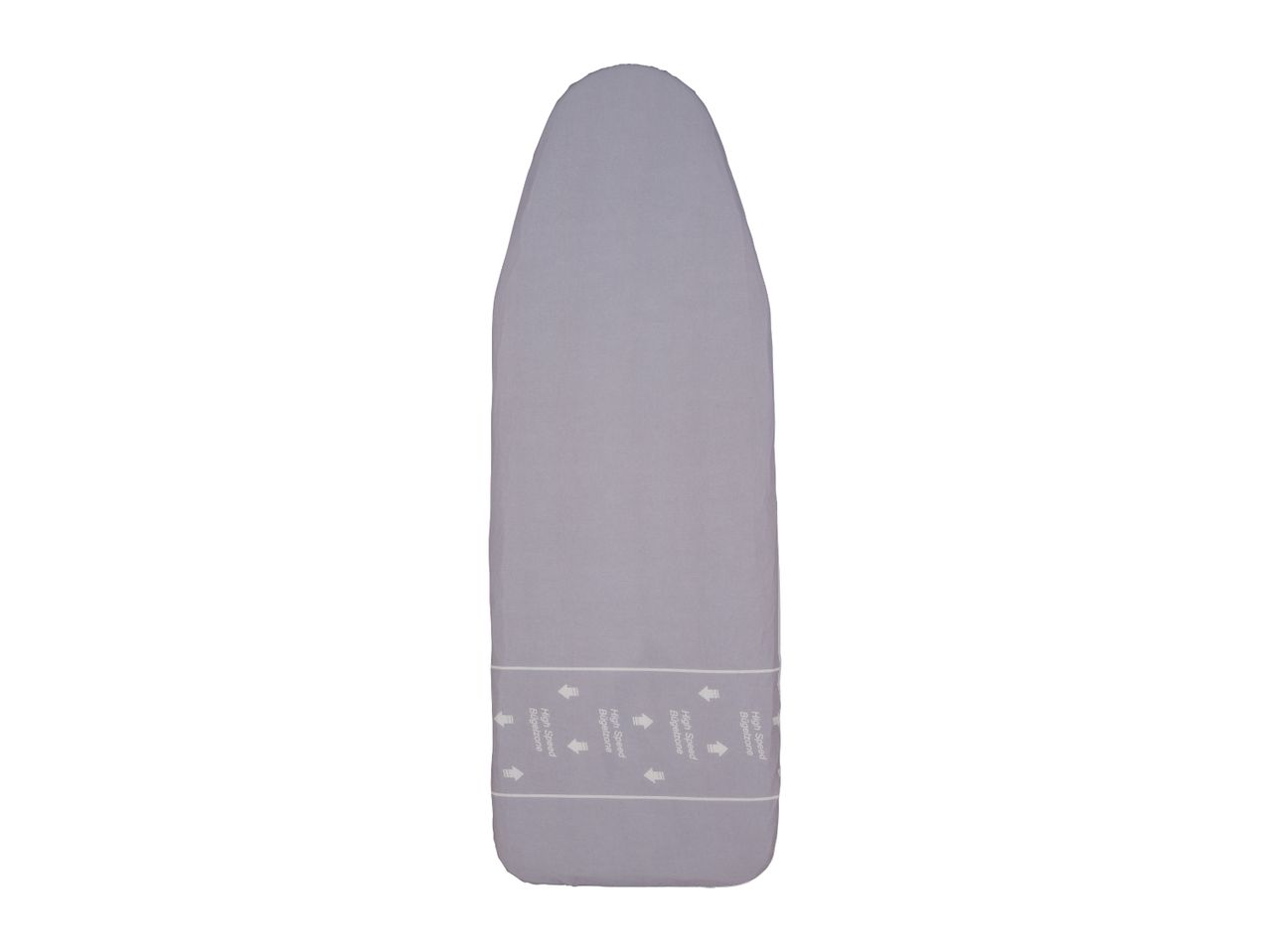 Grey ironing board cover with 'High Speed Bügelzone' text and arrows.
