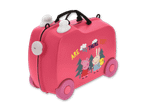 Pinker Kinderkoffer mit Peppa Wutz und Hase Rebecca, Aufschrift „ARE WE THERE YET?“