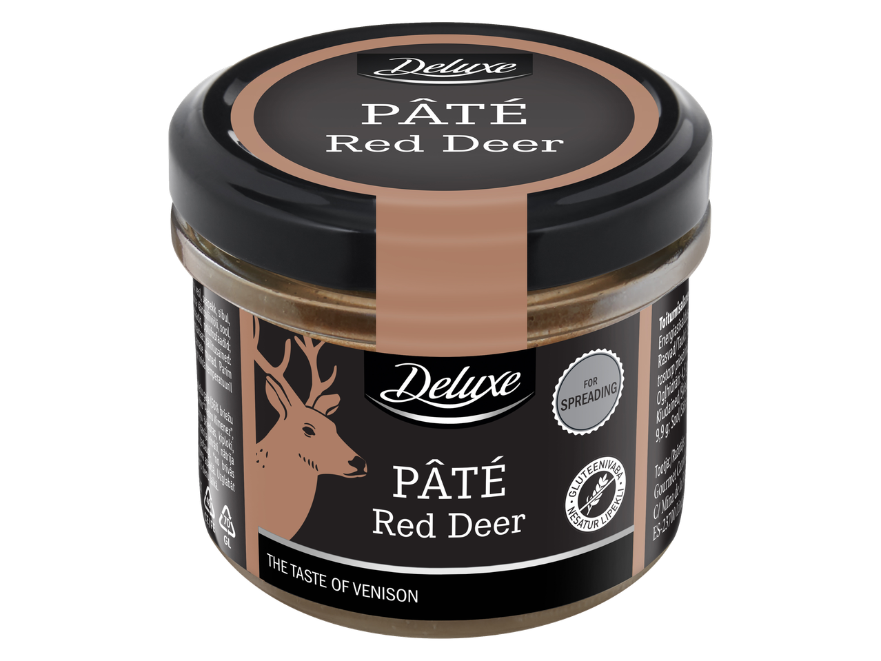 Deluxe punahirve pasteet klaaspurgis, gluteenivaba, määrimiseks.