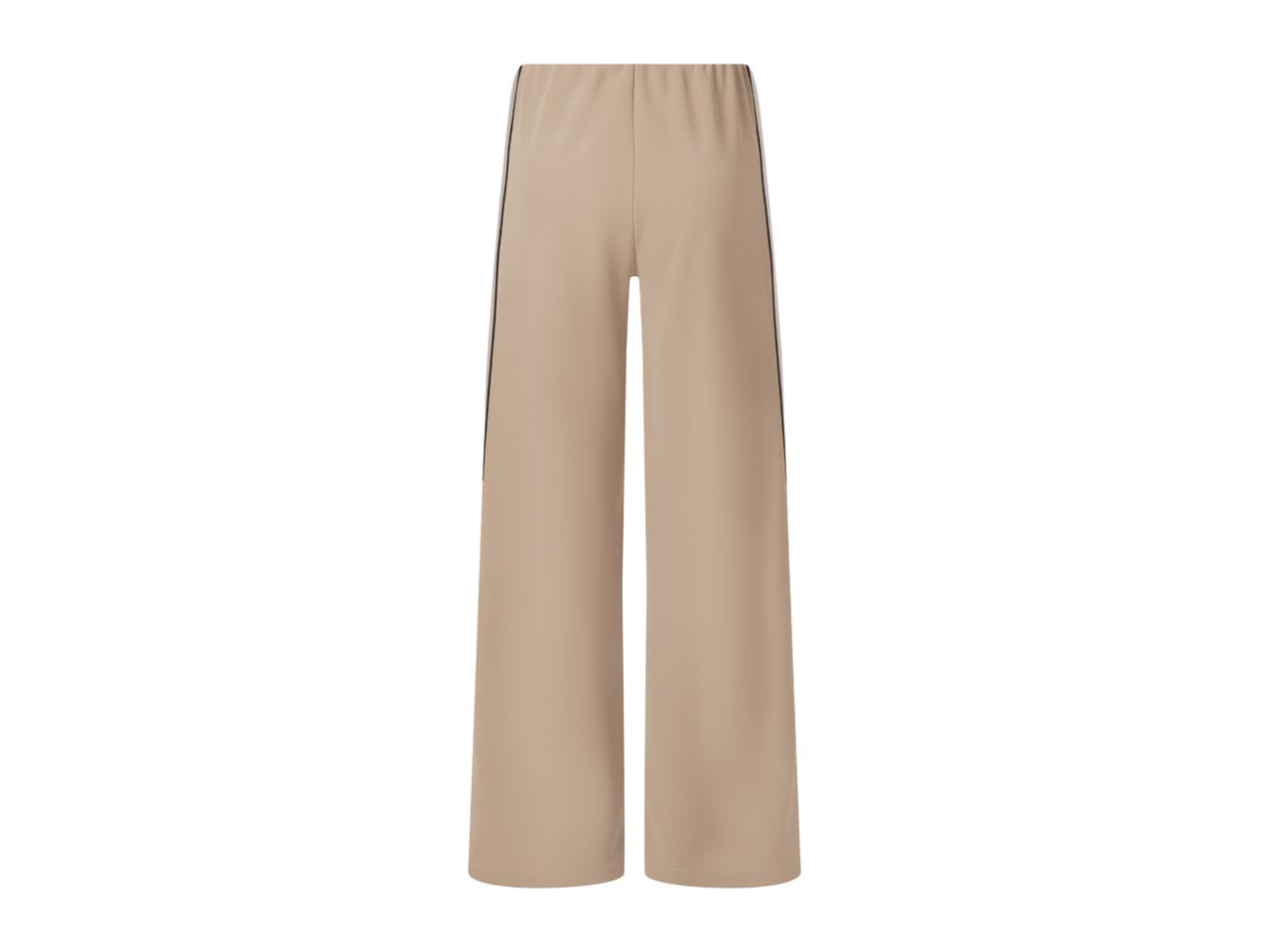 Women's beige wide-leg trousers with side stripes