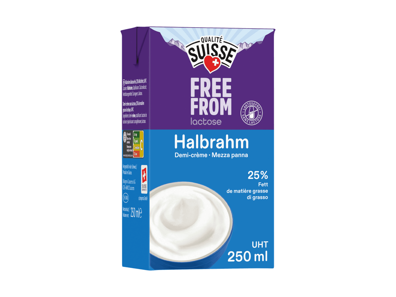 Laktosefreie Halbrahm, 25% Fett, 250 ml