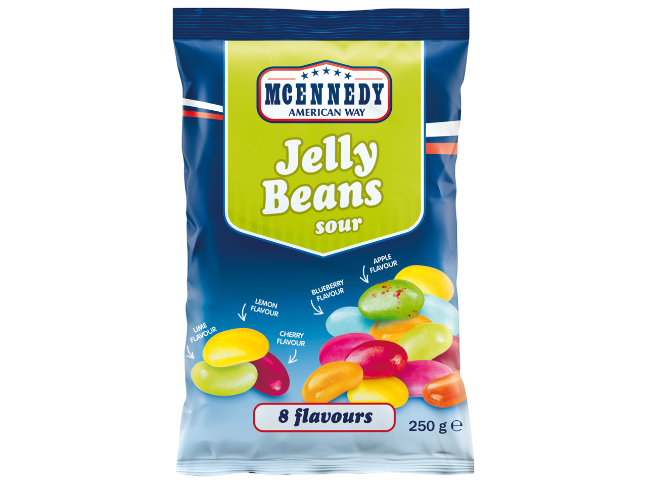 McEnnedy Jelly Beans, azedas, 8 sabores.