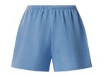 Light blue crinkled cotton shorts with an elastic waistband.