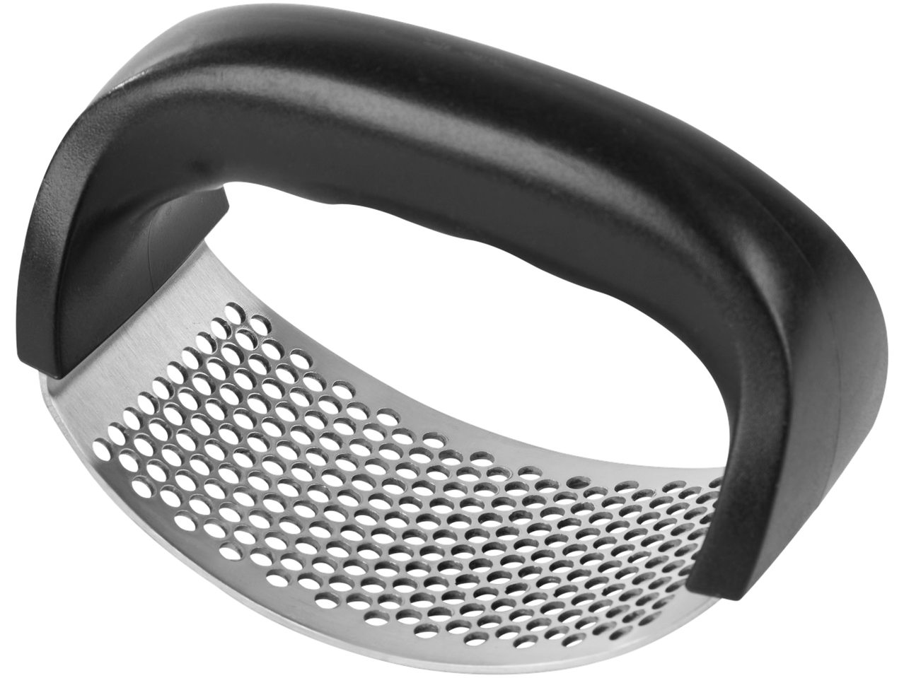 LIVARNO home Esmagador/Cortador: Esmagador de alho em aço inoxidável com pega preta.