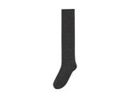 A pair of dark gray knee-high socks.
