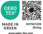 Ετικέτα OEKO-TEX® MADE IN GREEN με αριθμό M27N31ZZ0 και όνομα Shirley.