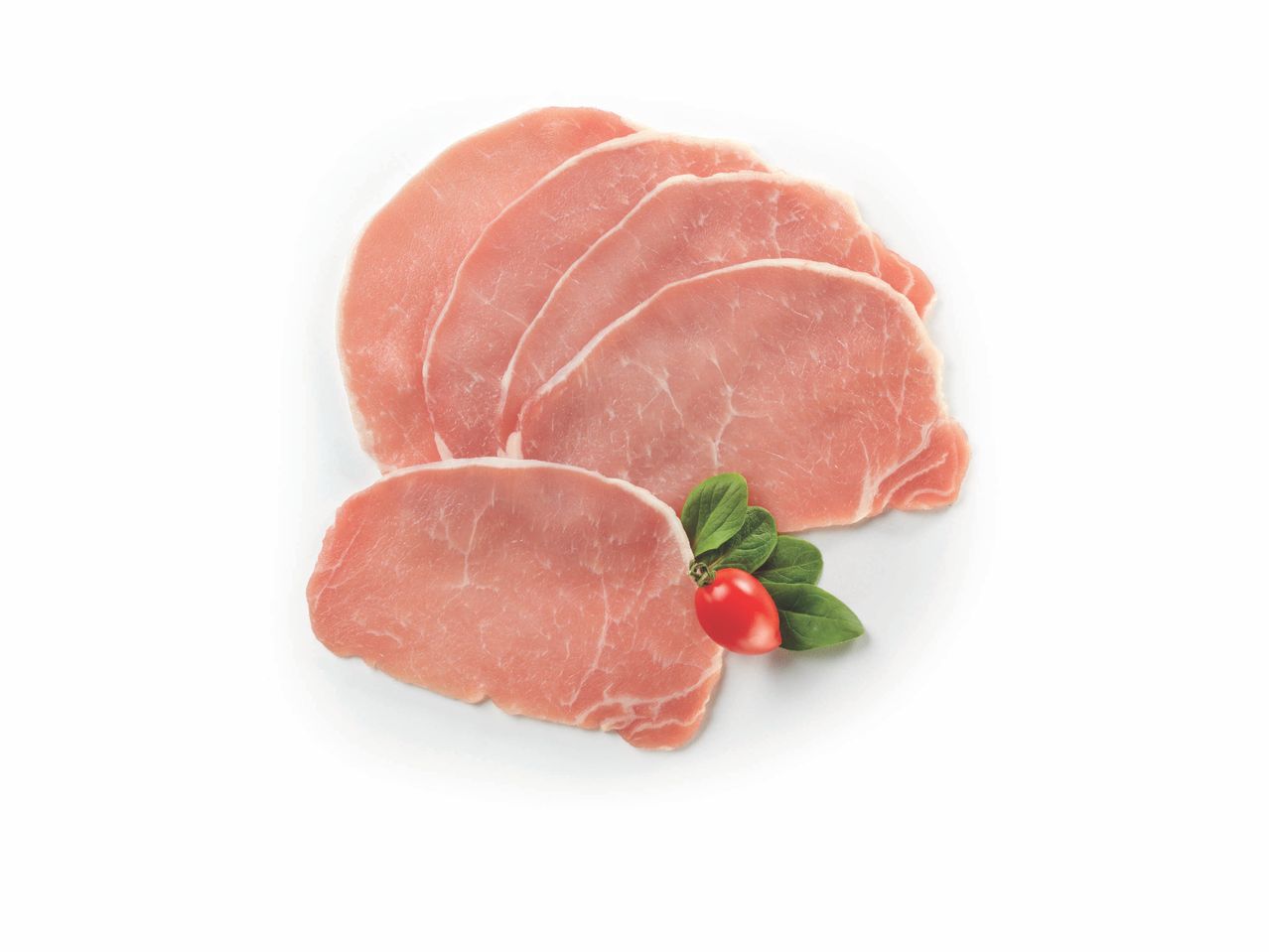 Sliced pork chops ready for cooking.