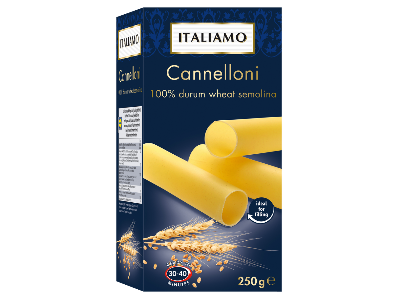 Cannelloni Italimo de sêmola de trigo duro 100%, ideal para recheio.