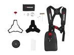 Parkside garden tool kit: trimmer head, three-sided blade, shoulder straps.