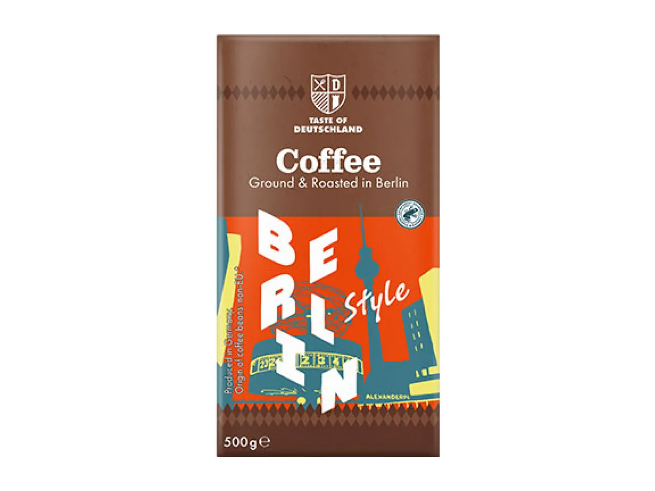 A 500g pack of Berlin-style ground and roasted coffee.
