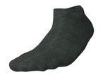 A single dark grey ankle sock with a ribbed texture, viewed from the side.