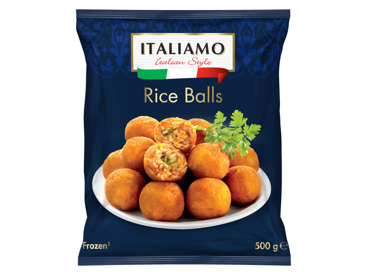 Bolinhos de arroz congelados Italimo, estilo italiano.