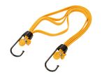 Yellow bungee cords with black hooks.