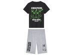 Boys' Creeper-themed pajama set: black t-shirt and grey shorts.