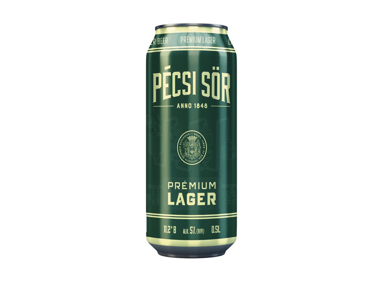 Pécsi Sör Premium Lager sör konzervdoboz.