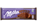 Шоколад с лешници, крава, планини и надпис „100% алпийско мляко“.