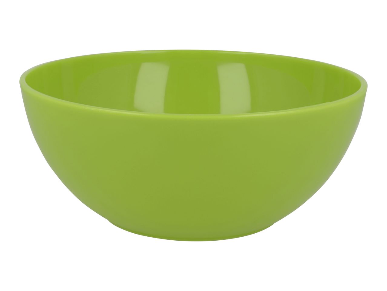 Bright green plastic bowl on a white background
