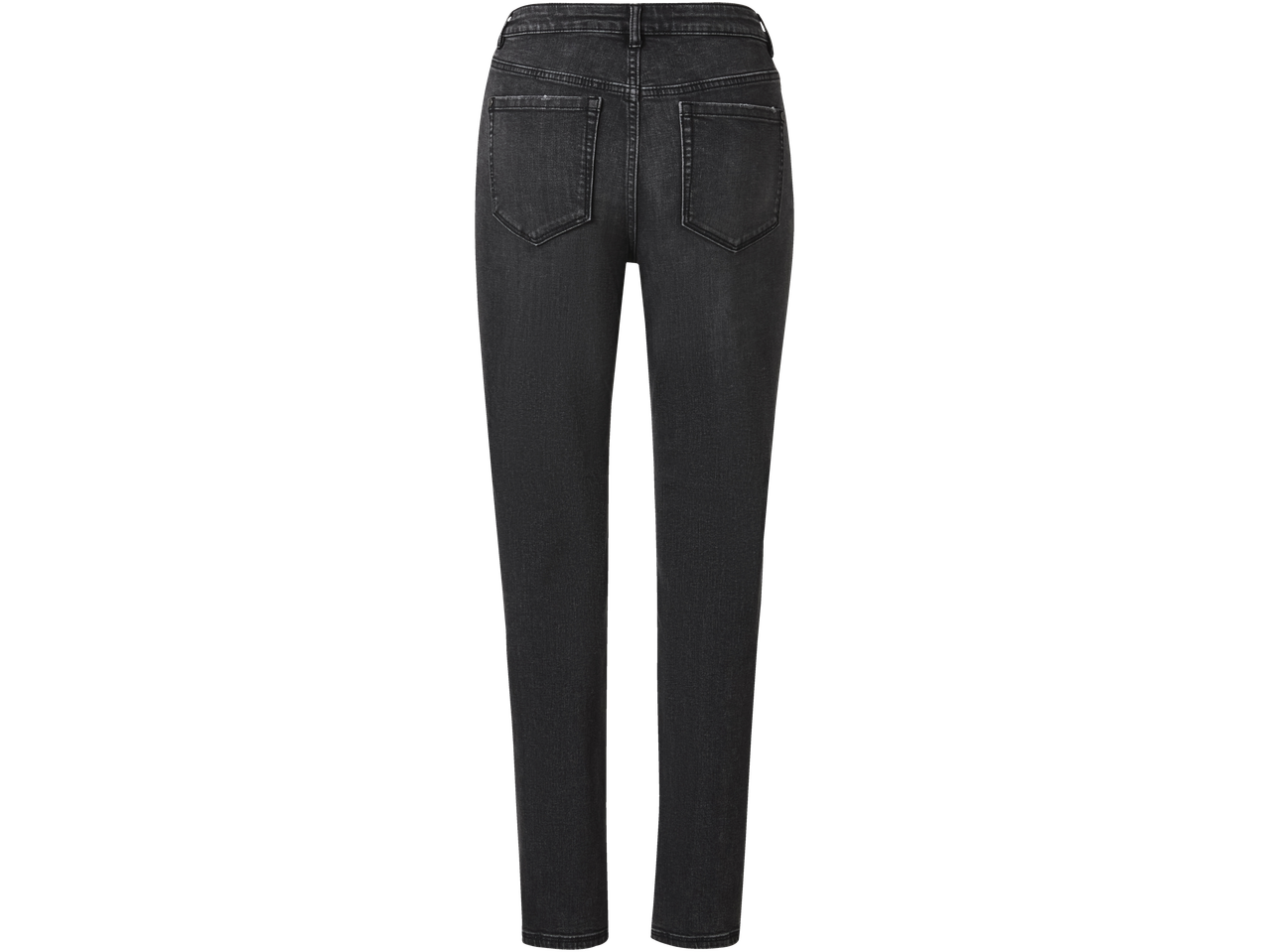 Svarta höga jeans, bakifrån.