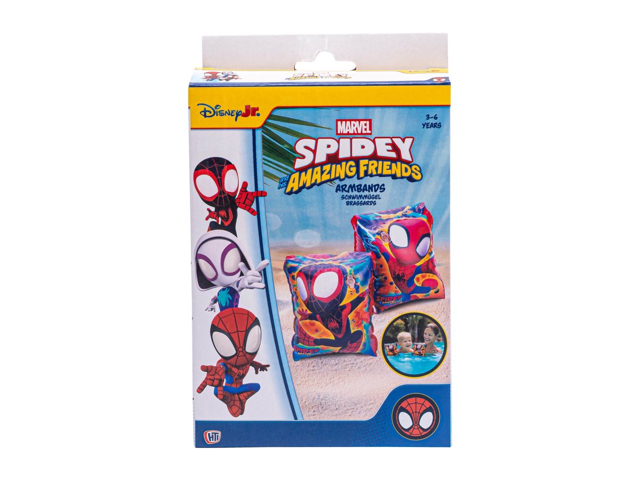 Spidey and His Amazing Friends armbands for 3-6 year olds, featuring Spider-Man characters.