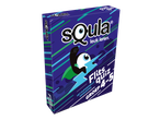 Een paarse doos voor een quizspel met een cartoonfiguur en de tekst 'leuk leren' en 'Flits quiz groep 4-5'.