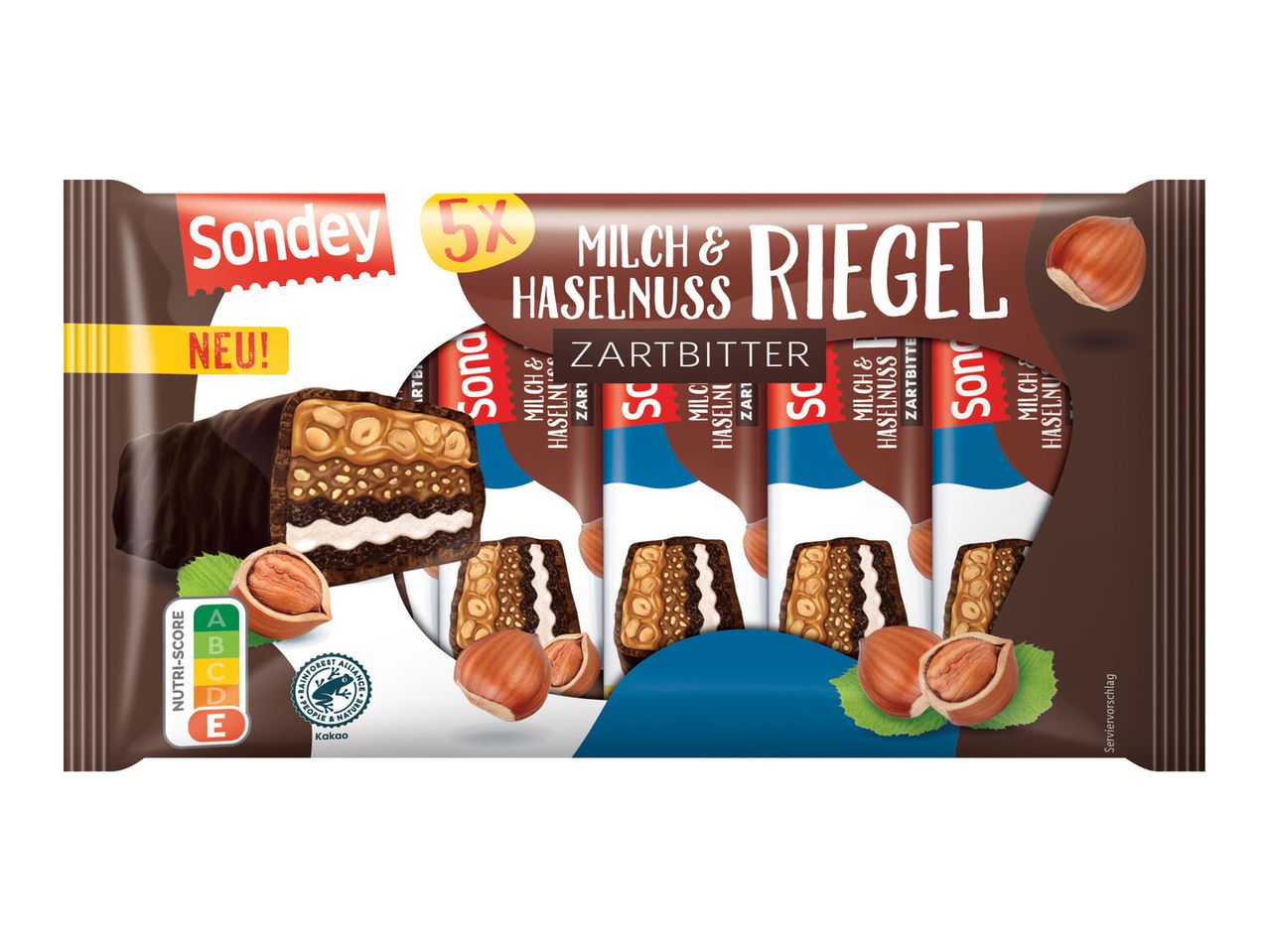 Sondey Milch & Zartbitter Haselnuss Riegel