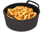 SILVERCREST® Silicon Air Fryer Insert filled with golden crinkle-cut fries.