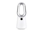 White and silver bladeless fan heater with digital display