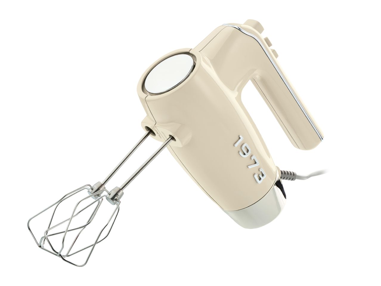 Retro-style cream hand mixer with wire beaters