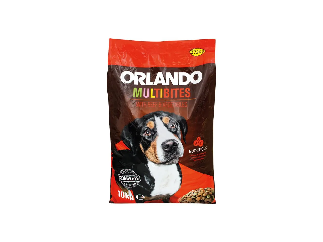 Orlando Multibites: dog food with beef & vegetables.